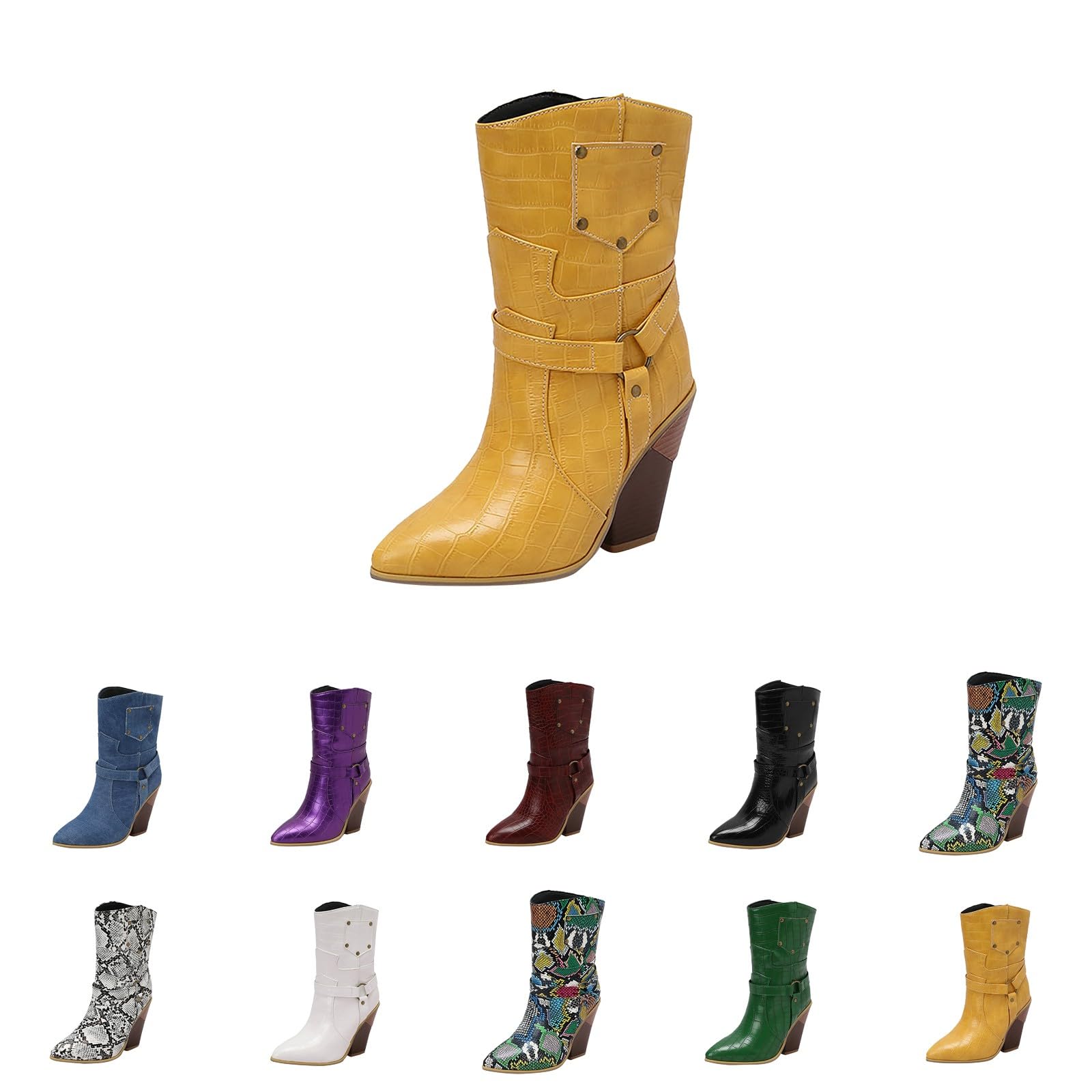 Stivali Texani Donna Neri Fashion Pelle Antiscivolo Per E Lacci Sotto Motivo Stampato a Giardino Impermeabili Stivali Western Per Donna Stivaletti Scarpe Da Con Motivo Stampato