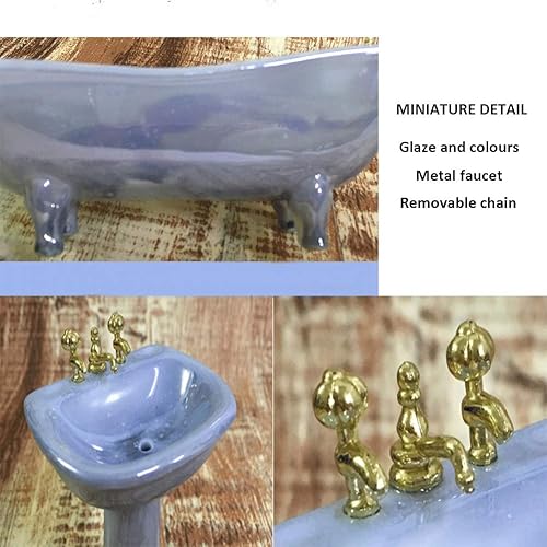 Miniatura 3 de Muebles de casa de muñecas en miniatura, accesorios de baño morados, 4 piezas, escala 1:12 (violeta)