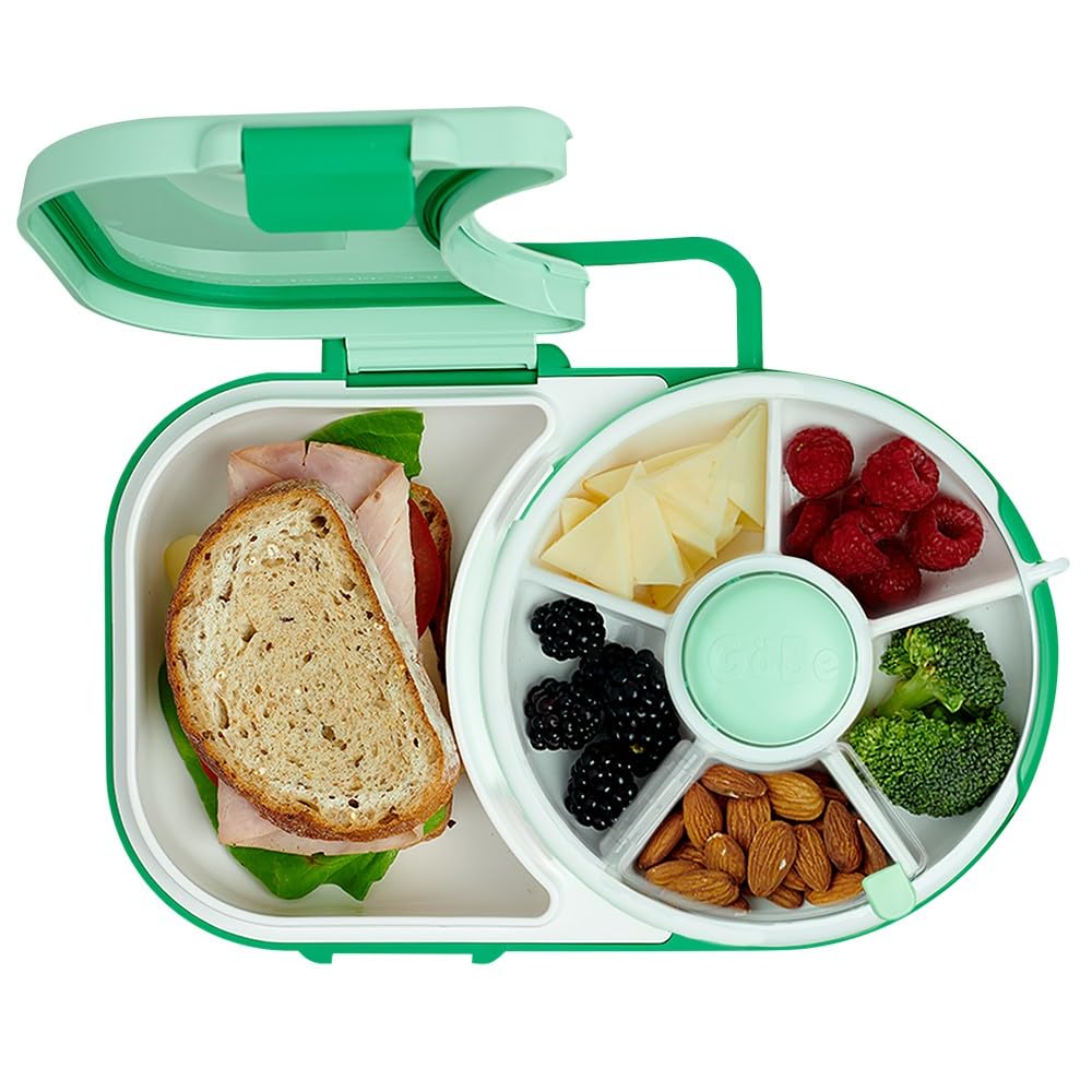 Gobe Kids – 2-in-1 Lunchbox mit kleinem Drehverschluss, Salbeigrün