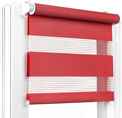 Fenster DEKOR - Rollos für Fenster Rot - Klemmfix Rollo ohne Bohren 120 x 35 cm - Doppelrollo mit einer breiten Auswahl an Größen und Farben - Blickdichte Rollos, einfach zu montieren Fenster DEKOR - Rollos für Fenster Rot - Klemmfix Rollo ohne Bohren 120 x 35 cm - Doppelrollo mit einer breiten Auswahl an Größen und Farben - Blickdichte Rollos, einfach zu montieren