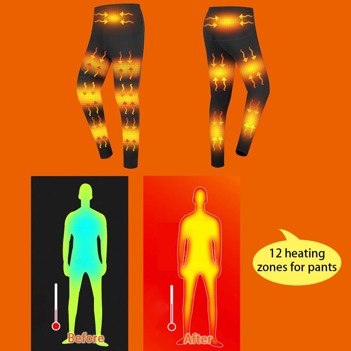 Heating Underwear Intelligent Temperature Control Outdoor Works 12 Heating Zones Cotton Underwear Pants for Hunting