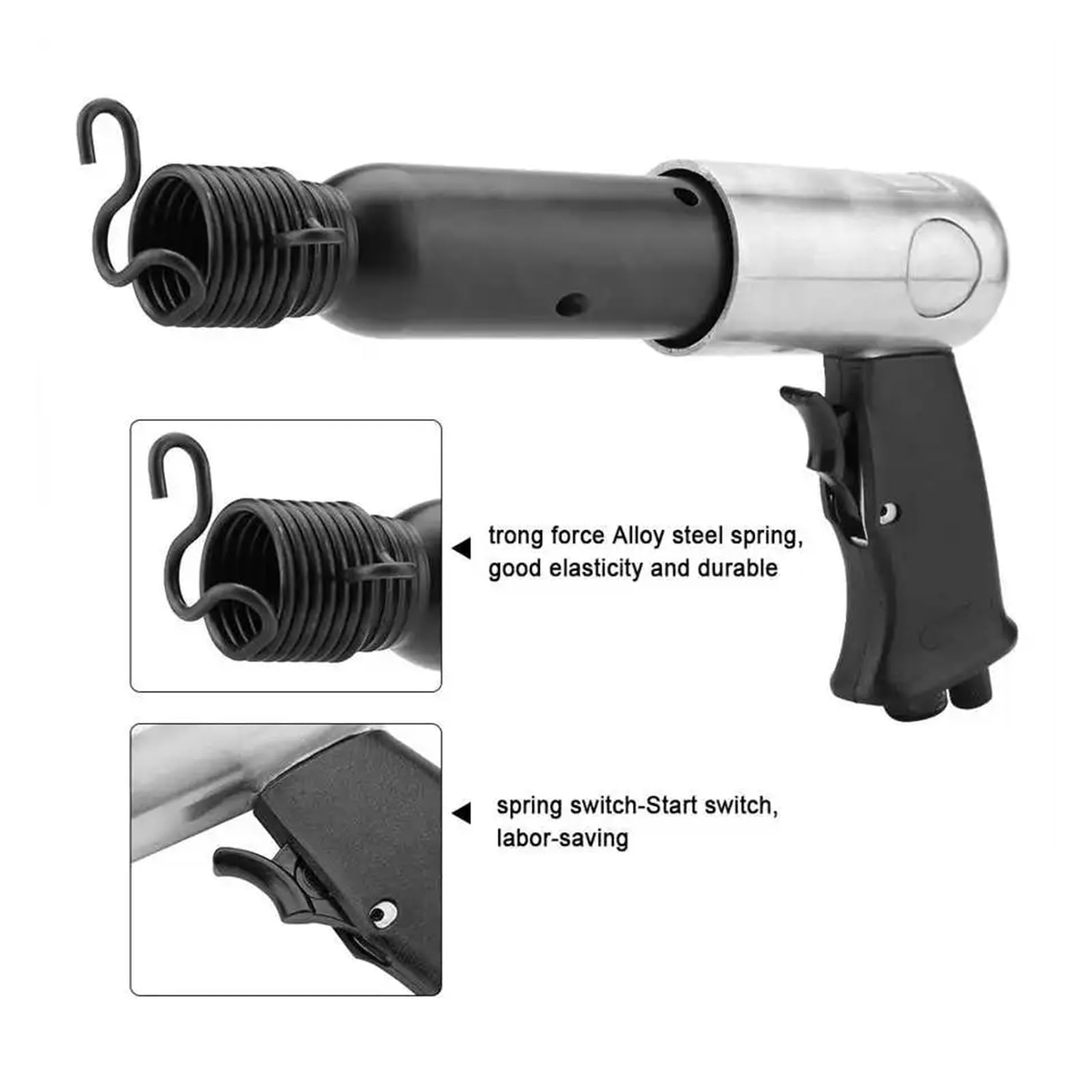 Bajo nivel de ruido Cincel de martillo Industrial de 1/4 "y 250mm, herramienta de pala de martillo neumático de alta resistencia con Kit de herramientas de brocas de cincel Para carpintería y hormigón