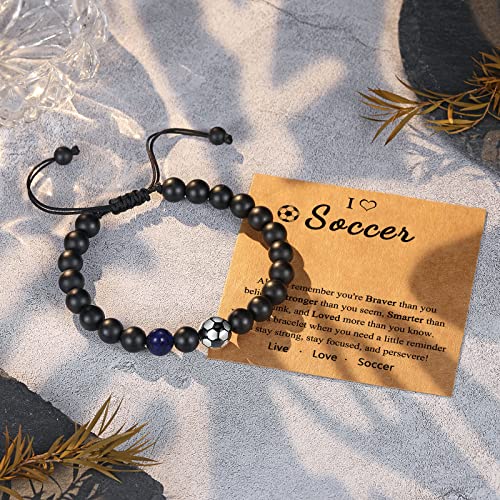 UNGENT THEM Soccer Gifts for Boys 8-12 12-14 6-8 Kids, Cool Soccer Stuff Accessories Messi Ronaldo Bracelet Stocking Stuffers Gifts for Teen Boys Teenage - Thumbnail 4