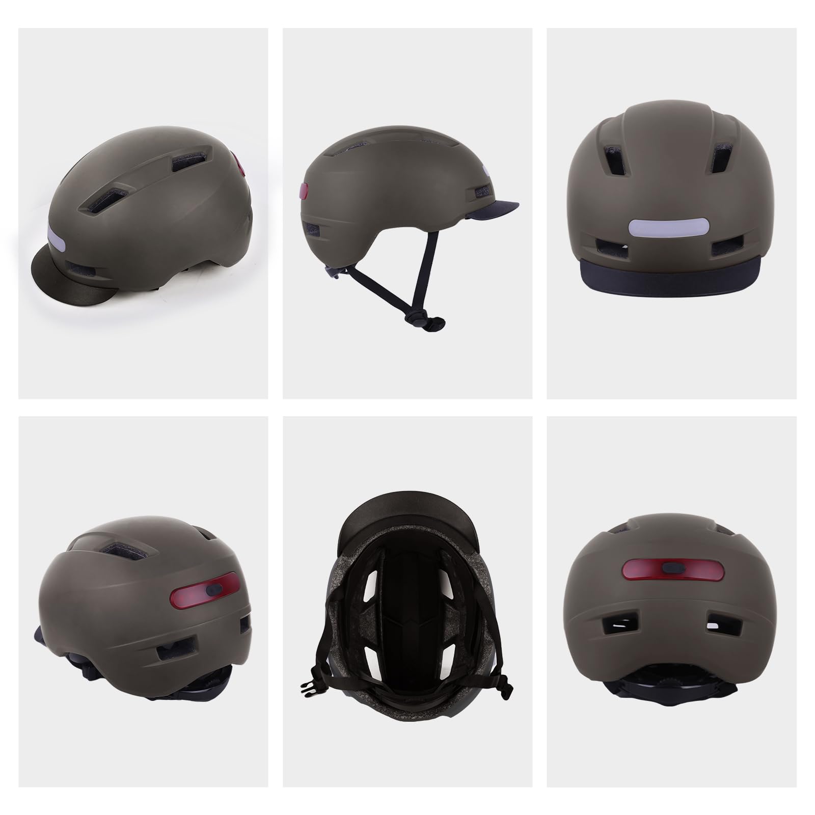 Shinmax Casco Bicicleta Mujer Hombre, Casco Bicicleta con Luz 5 Modos, USB Casco Bicicleta con Visera, Casco Bicicleta Adulto,Cascos Bicicleta Montaña, Casco Patinete Electrico Adulto para Viajeros