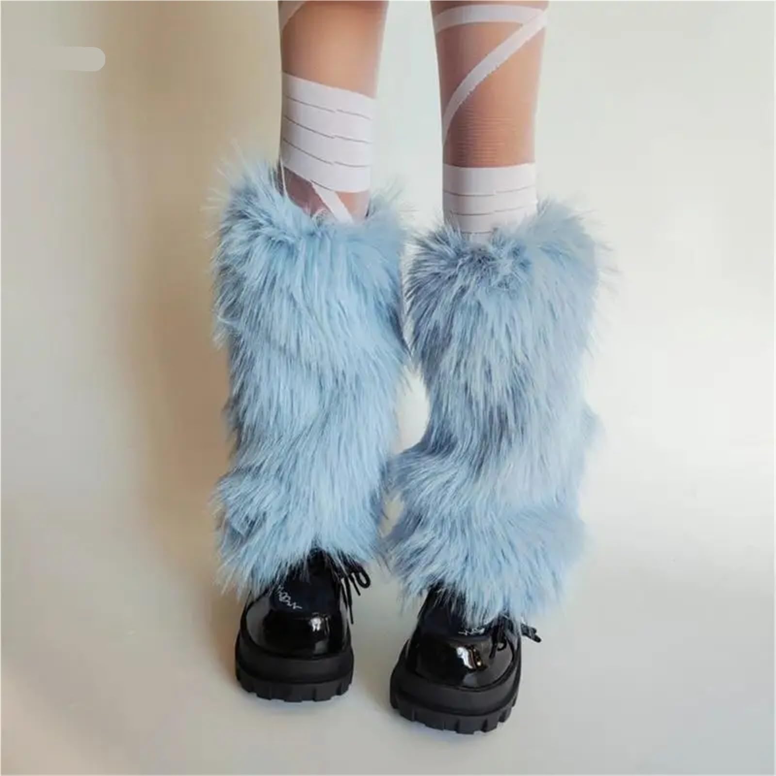 Ciepłe mankiety na buty, pluszowe ocieplacze nogi dla kobiet przytulne zimowe wykaszarki do butów termiczne ciepłe niebieskie rozmyte nakładki stopy skarpetki bez stóp getry(25cm)