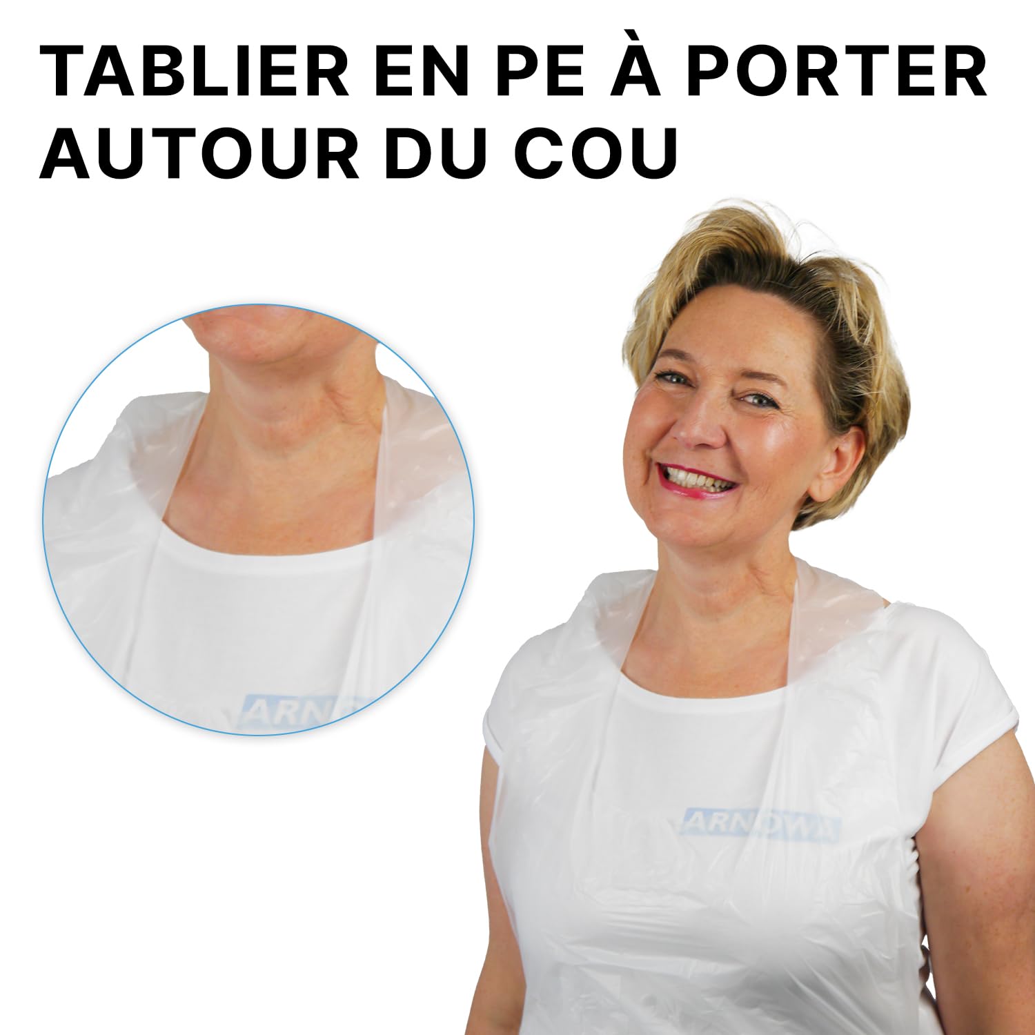 Tablier jetable ARNOMED PE 50 pcs, Tabliers étanches, Tabliers plastiques 30µ d'épaisseur, Tabliers jetables en bloc 75x150cm, Tablier blanc surblouse jetable | Tablier en plastique blanc, tabliers jetables, résistant à l'huile, tablier de boucher/boucher
