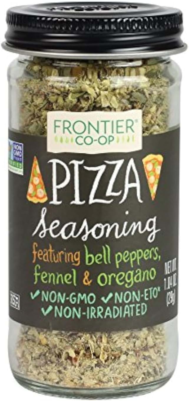 Frontier Co-op Pizza Seasoning, 1.04-Ounce Jar, Featuring Bell Pepper, Fennel Seed & Oregano, Great on Pasta and Salads