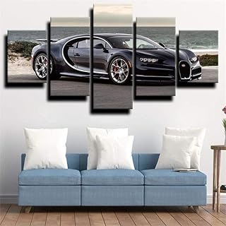 5 Pezzi Quadro Stampa su Tela Bugat Chiirron dell'automobile Sportiva 5 Stampe E Quadri su Tela Immagini Decorano Murales delle Camerette dei Bambini con Cornice 150X80Cm