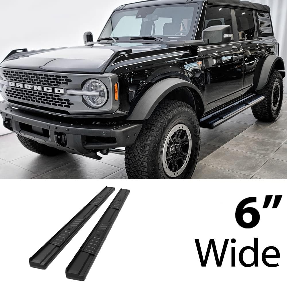 HD Ridez OE Style Matte Black Nerf Bars Running Boards Compatible with Ford Bronco 2021-2026 Sport Utility 4-Door
