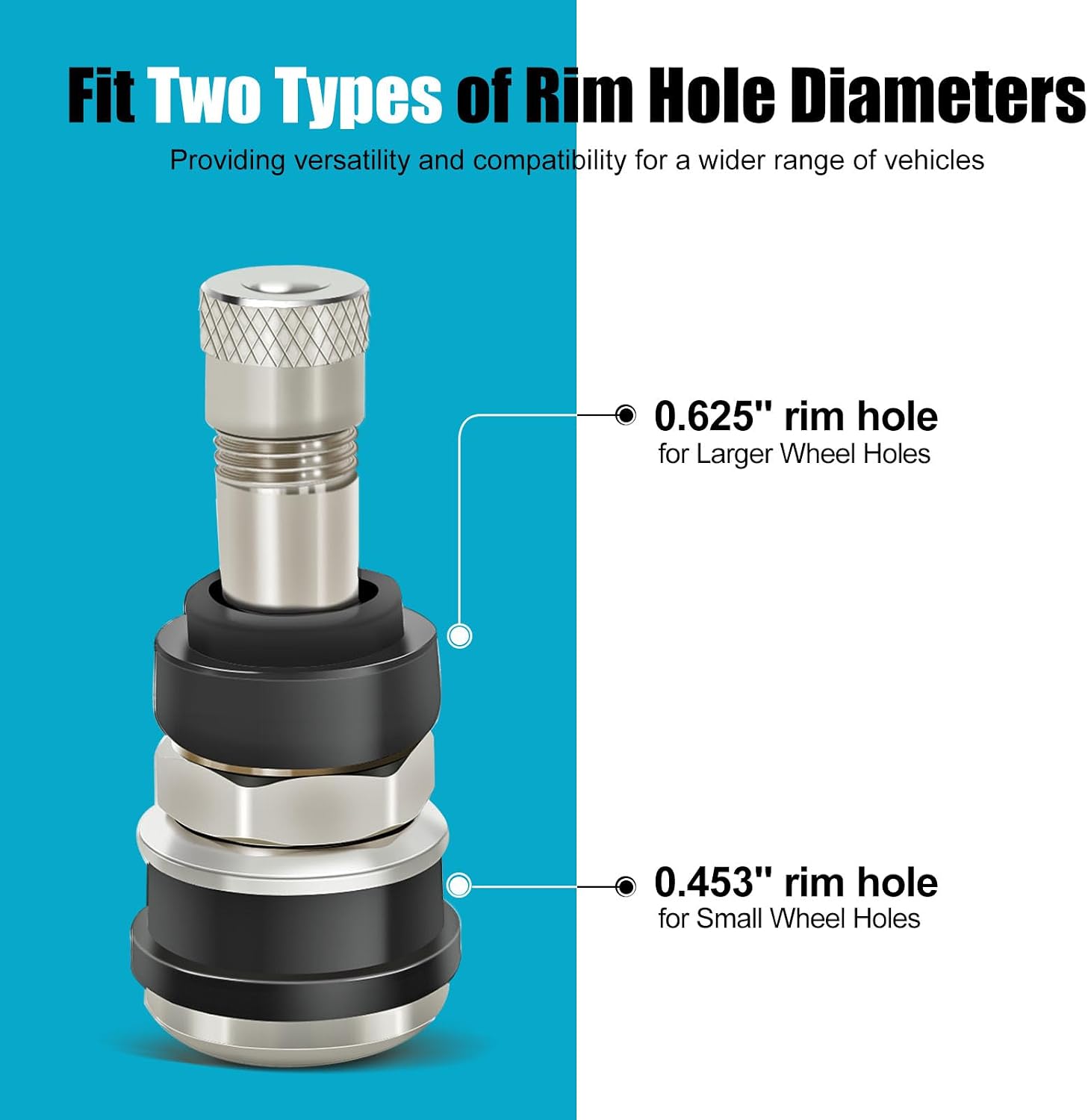 TR416 Metal Valve Stem Kit 12 Pack, High Pressure 144 PSI Clamp-in Tire Valve Stems 1.5", Fits 0.453" & 0.625" Rim Holes, Tubeless Valve Replacement for Cars, Trucks, Trailers & ATVs