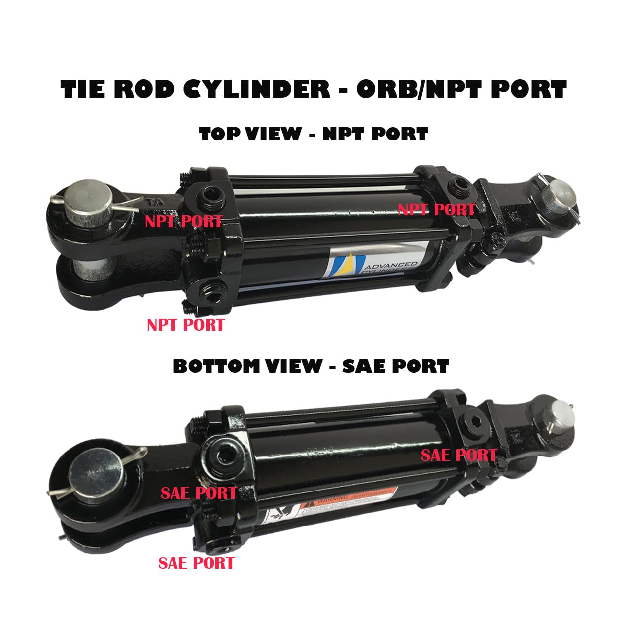 TR Tie Rod Cylinder 2" Bore x 18" Stroke x 1 1/8" Rod x 2500 PSI - Port: SAE 8 and 3/8 NPT