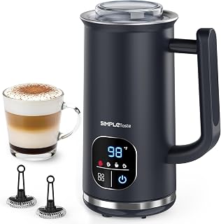 SIMPLETASTE 4-in-1 Milk Frother Steamer: LED Touch Screen, Hot/Cold Foam, Milk Warmer for Lattes Cappuccinos Macchiato