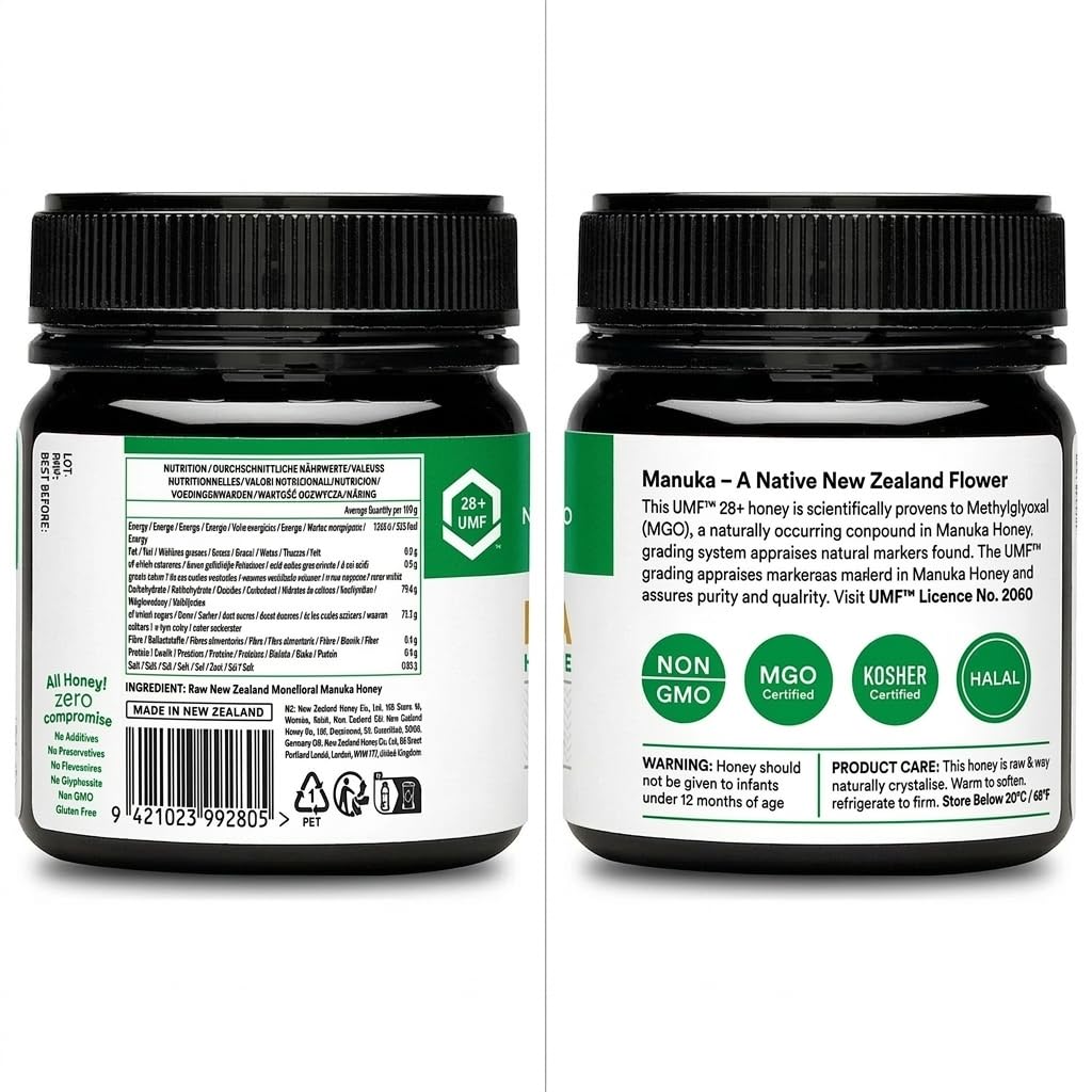 Manuka Honig MGO 1450+ UMF 28+, unabhängig laborgeprüft, roh, 250g | Seltenster höchster Grad, UMF 28+ & MGO zertifiziert, unabhängig laborgeprüft, roh & monofloral, ideal als Geschenk