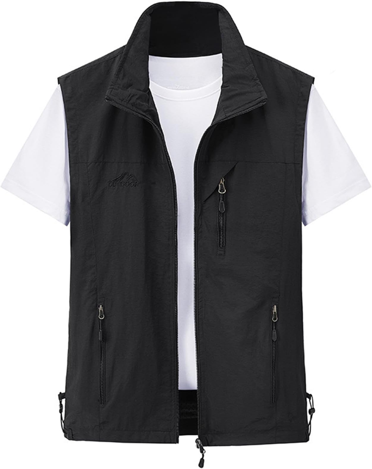 GihuoMen's Lightweight Softshell Sleeveless Golf Vest with Zipper Pockets for Travel Hiking Fishing Safari Outwear
