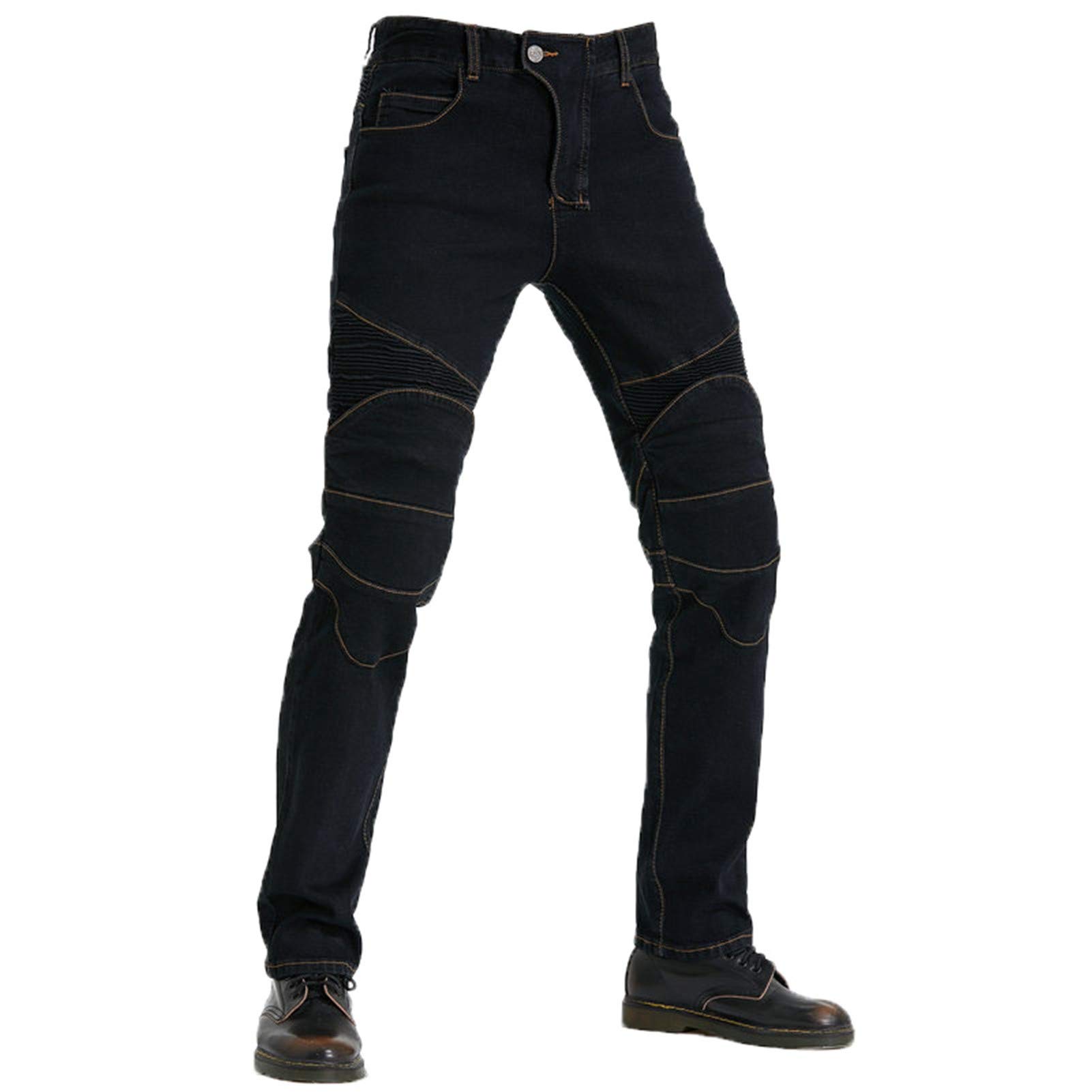 BEDSETS Pantaloni Moto Da Uomo, Pantaloni Jeans Denim Pantaloni Motocross, Con 2 Paia Di Jeans Imbottiti Protettivi, Con Fodera Protettiva (Black,XL)