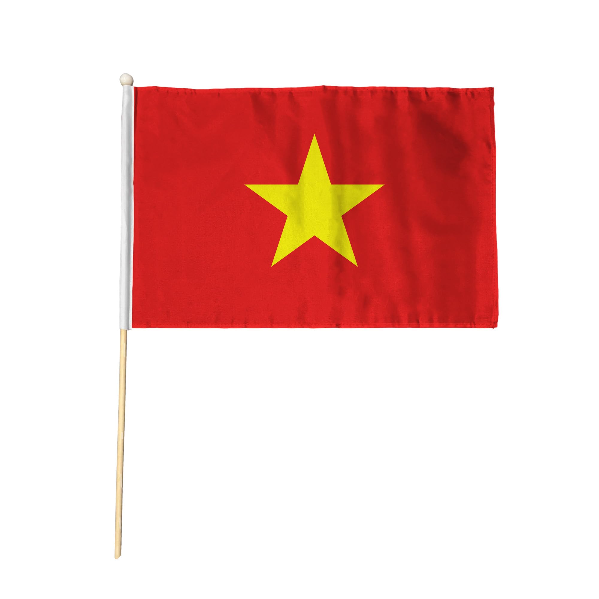 Flagtex Vietnam Pack of 12 Hand Waving Flag (9x6 Inch) - Premium Wooden Stick Hand Flag 9x6 Inch Natural Wood Pole Vietnamese National Flag Events Parades Celebrations International Sports — image 1