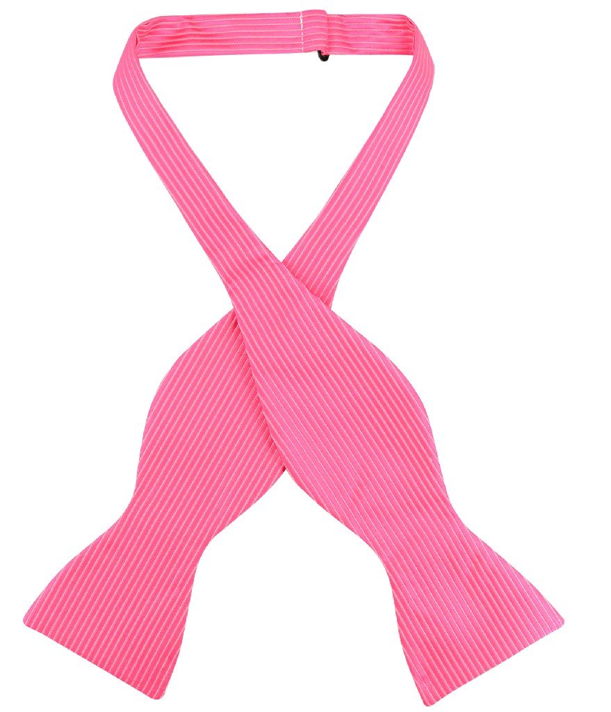 Antonio Ricci SELF TIE Bow Tie Solid HOT PINK FUCHSIA Color Ribbed Men's BowTie