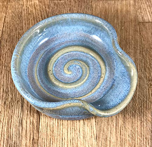 Teaspoon Rest, MINI Ceramic Spoon Rest in Opal Blue