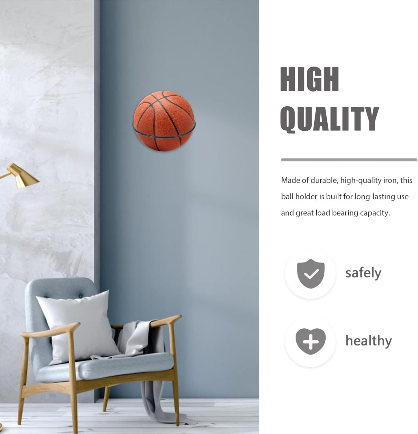 balacoo 3sets Soccer Ball Wall Display Basketball Mount Easy Install Sturdy Iron Material Ball Holders 5pcs*3