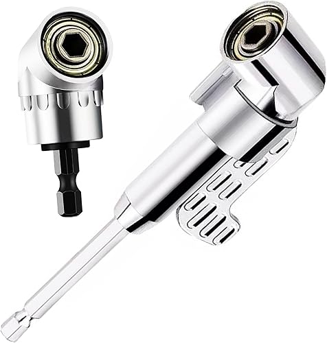 Accesorio de taladro de ángulo recto, adaptador de broca de ángulo recto de 105 grados, 2 destornilladores en ángulo para espacio reducido (largo y