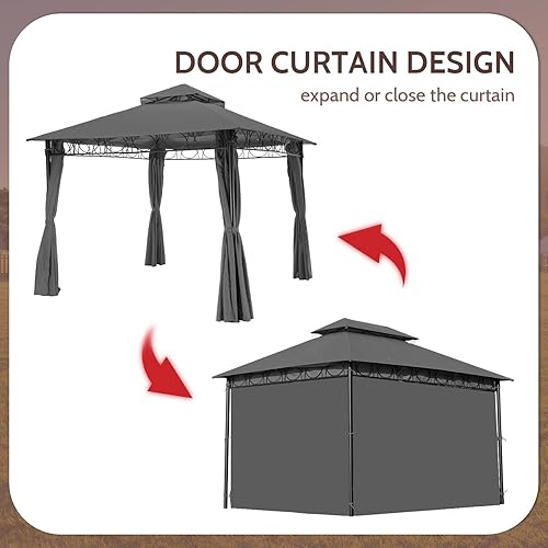 Miniatura 6 de Toldo para exteriores con protección UV, carpa con 4 paredes laterales para patio al aire libre (10 x 13 pies, gris)