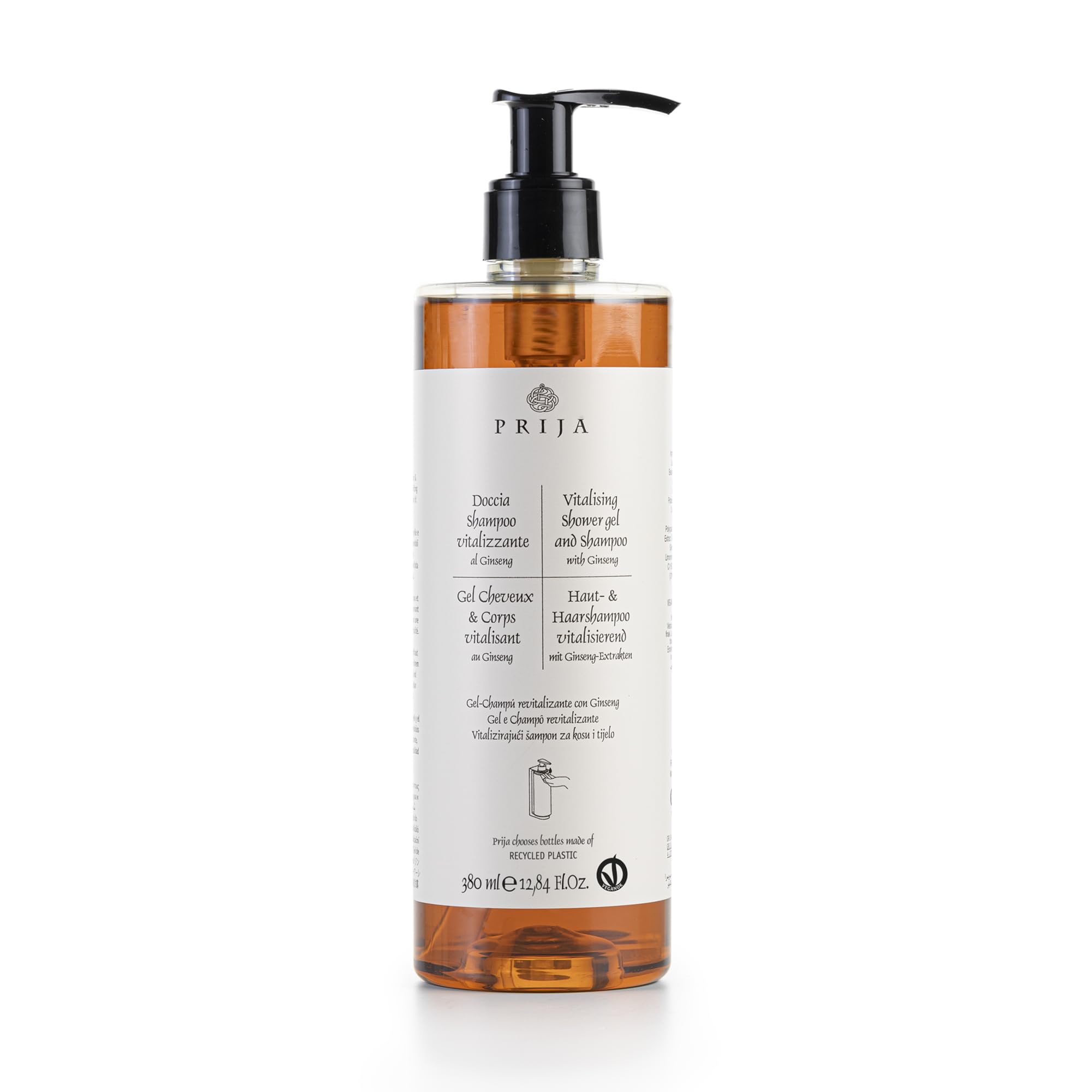 thehotelery.de PRIJA Set: Hair & Body Shampoo & Gel doccia – Confezione di ricarica 2 in 1 formula rivitalizzante con estratto di ginseng, estratti vegetali naturali, idratante per pelle e capelli
