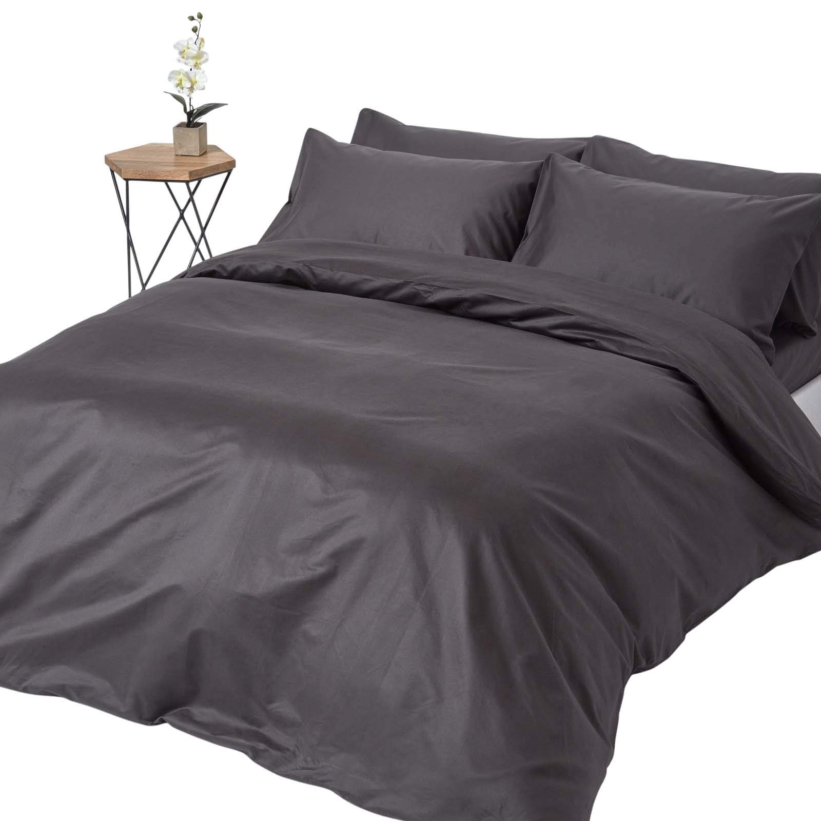 Homescapes Charcoal Egyptian Cotton Duvet Cover With Pillowcase 1000 Tc In | Size: Double