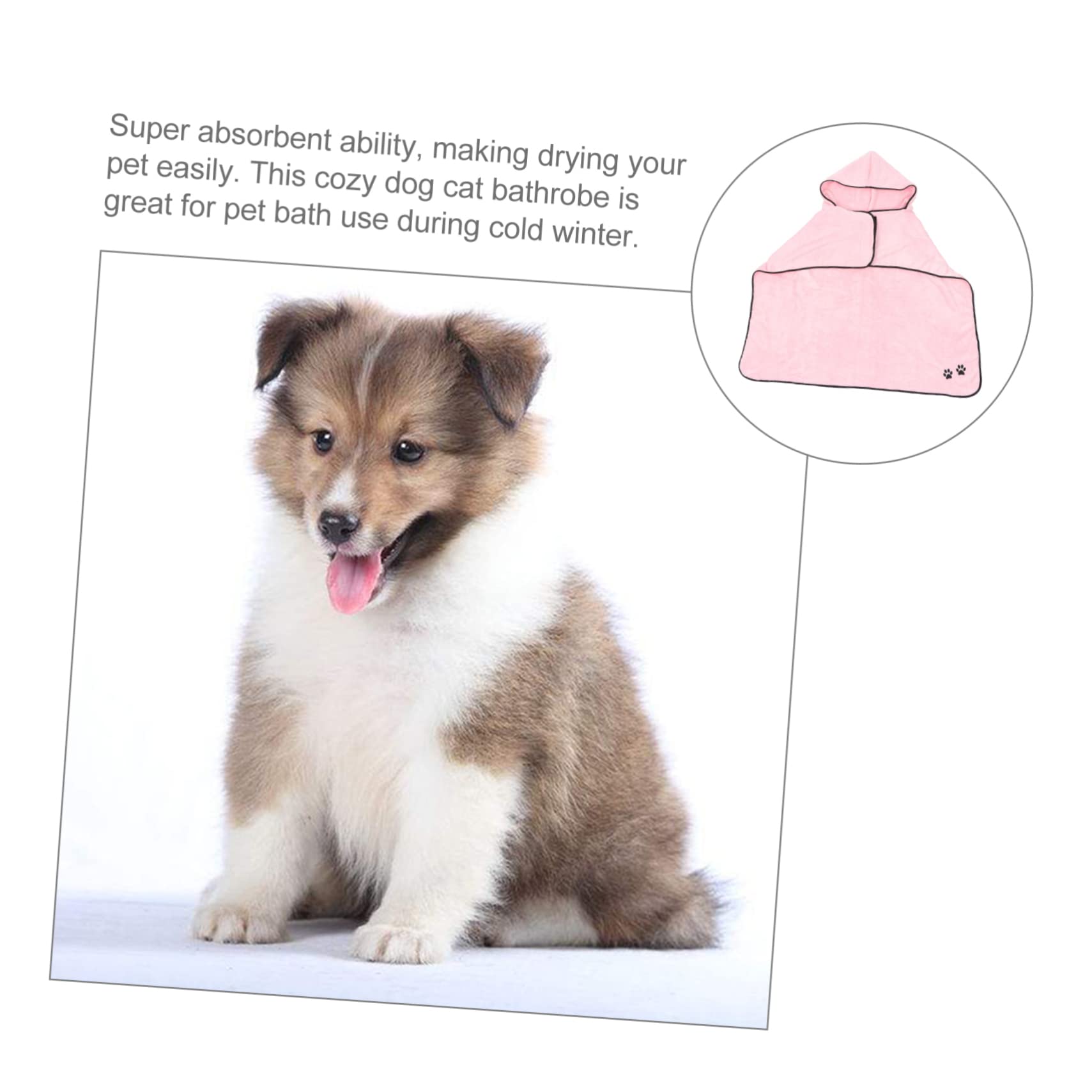 Toalla para Secar Mascotas Rosa de Coral Fleece, Secado Rápido | Gato y Perro, Fácil de Poner y Quitar, Wearable, Super Absorbente, Uso en Invierno Baño