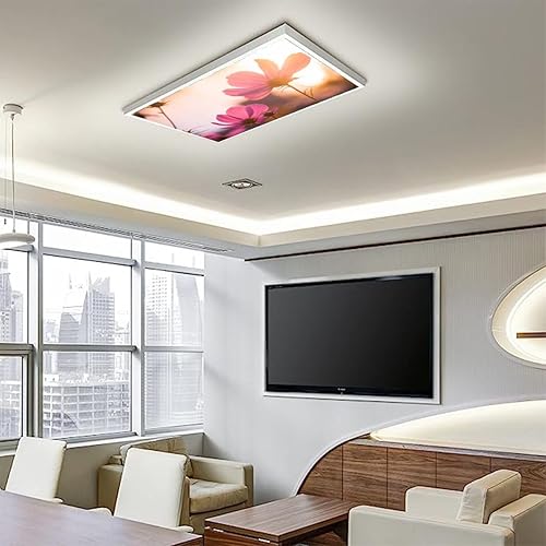 Miniatura 7 de Paquete de 4 cubiertas de luz fluorescente para luz de techo, filtros de luz para aula, oficina, hogar, cubierta magnética decorativa de 4 x 2 pies