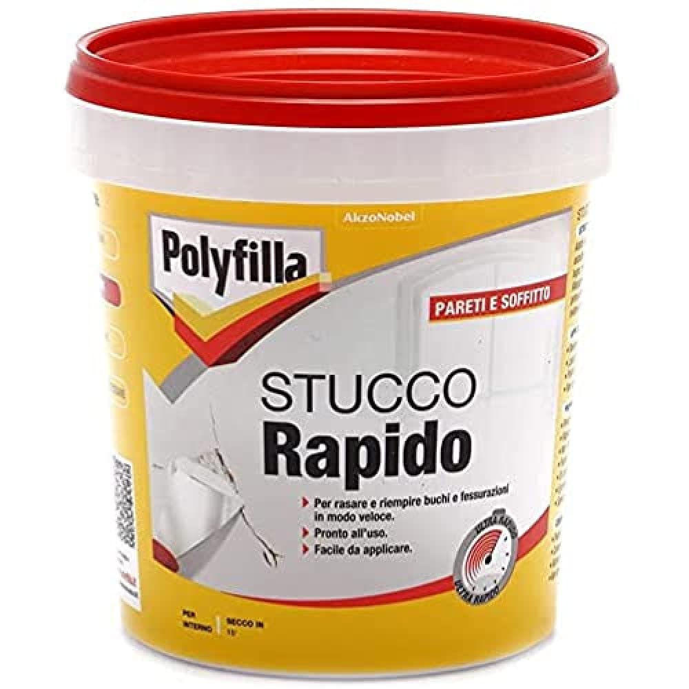POLYFILLA STUCCO RAPIDO per Interno, Essicazione in 15minuti, in Pasta BIANCO 1KG