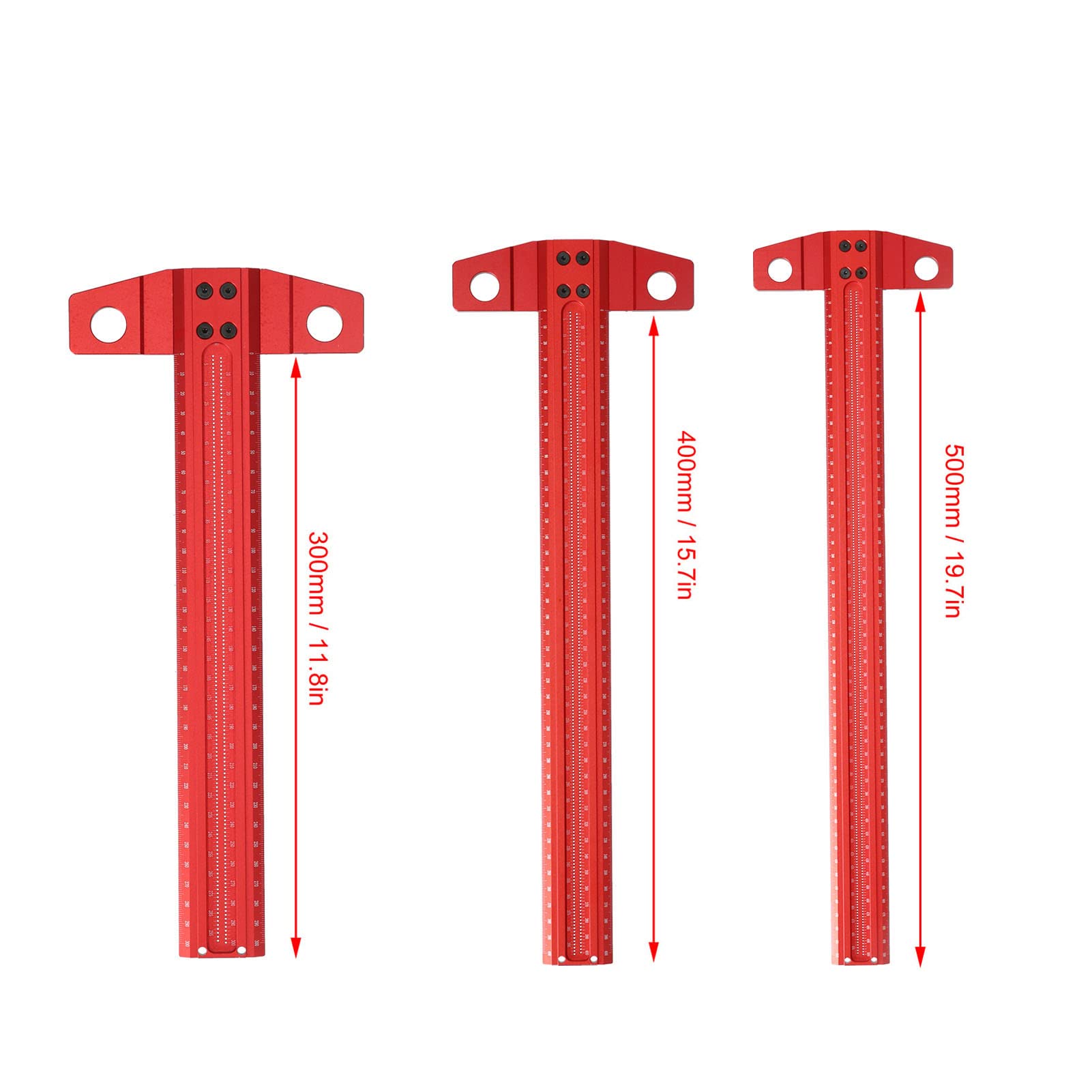 Alvinlite 30 cm, 40 cm, 50 cm T-Lineal, Präzisionslineal, Quadratisches T-förmiges Lineal, Rechtwinkliges Anreißer-Aluminium-Markierungsmessgerät Für Die Glasbearbeitung(500mm)