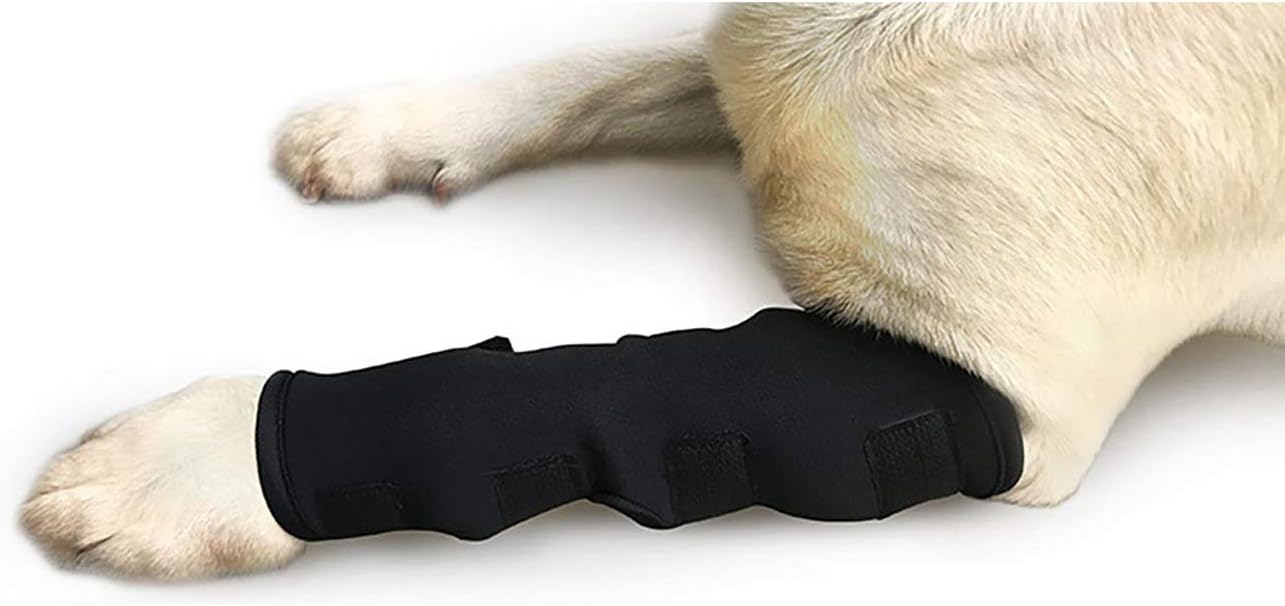 VANVENE Extra Supportive Dog Canine Rear Front Leg Hock Joint Wrap Protects Wounds Compression Brace Sleeve with Straps for Heals and Prevents Injuries and Sprains Helps Arthritis(Large)