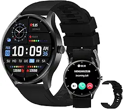 Smartwatch PEJE Relógio Smartwatch com Pulseira Extra - Tela Touch HD 1.28",À Prova d'Água IP68,Faz Chamadas Bluetooth,123+ Modos Esportivos,Bateria de 5-7 Dias,Compatível com iOS/Android.(Preto)