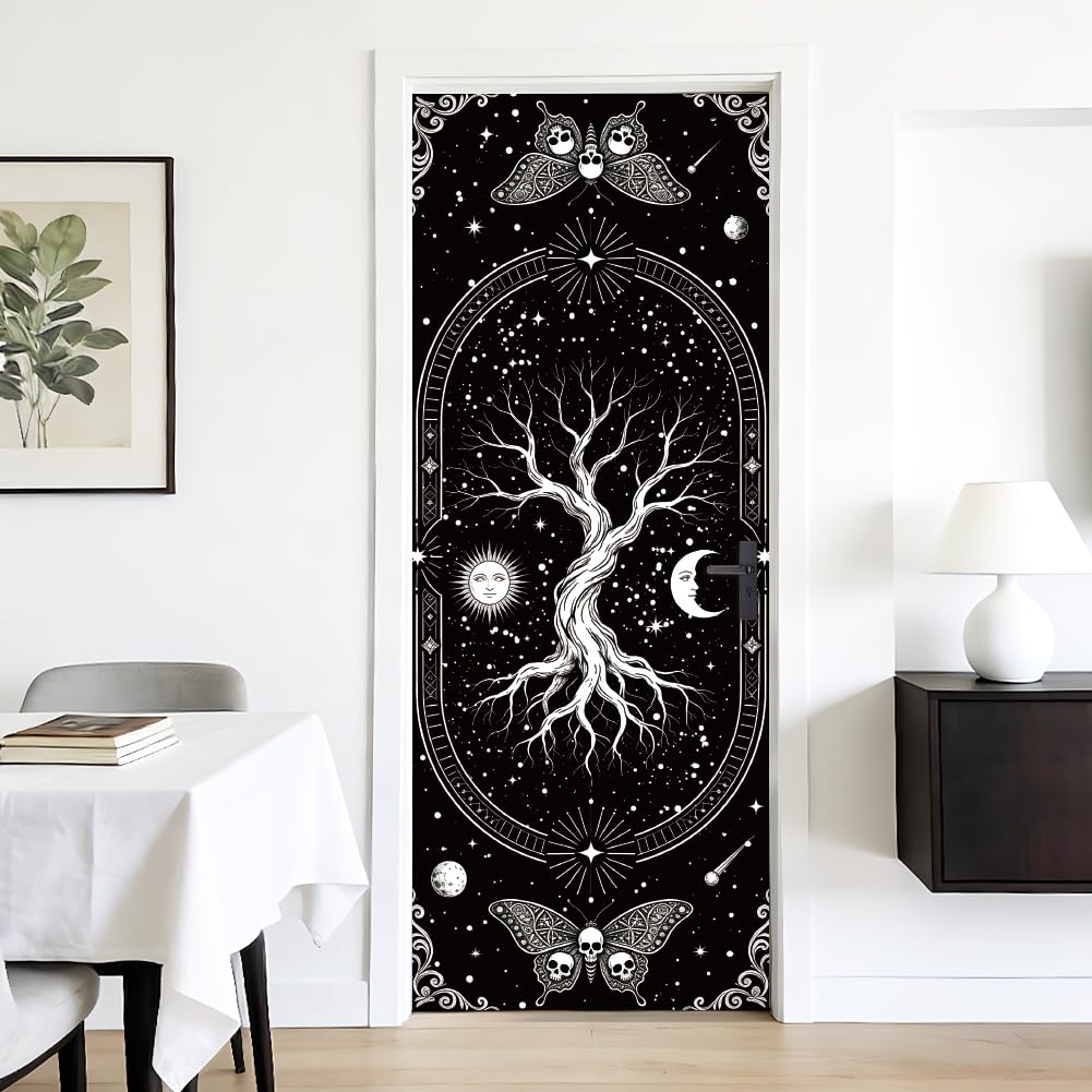 arricraft 2 Pcs Self-Adhesive Door Sticker, Gothic Tree of Life