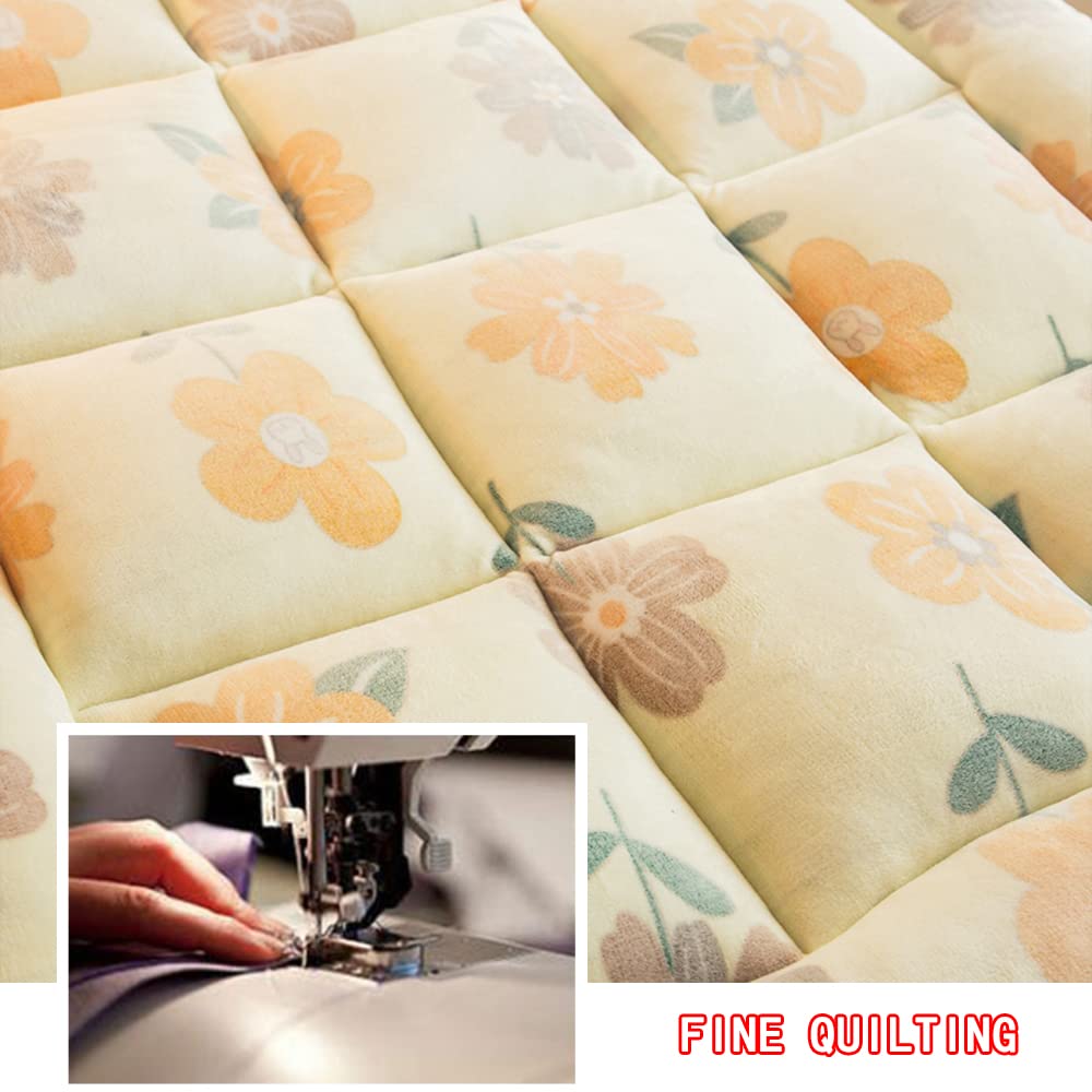 Miękki japoński materac futon o grubości 4 cm przenośne łóżko kempingowe ciepłe pluszowe pikowane podłoga śpiworek kwiatowy wzór 200 x 220 cm (79 x 86 cali) - idealny do domu i podróży