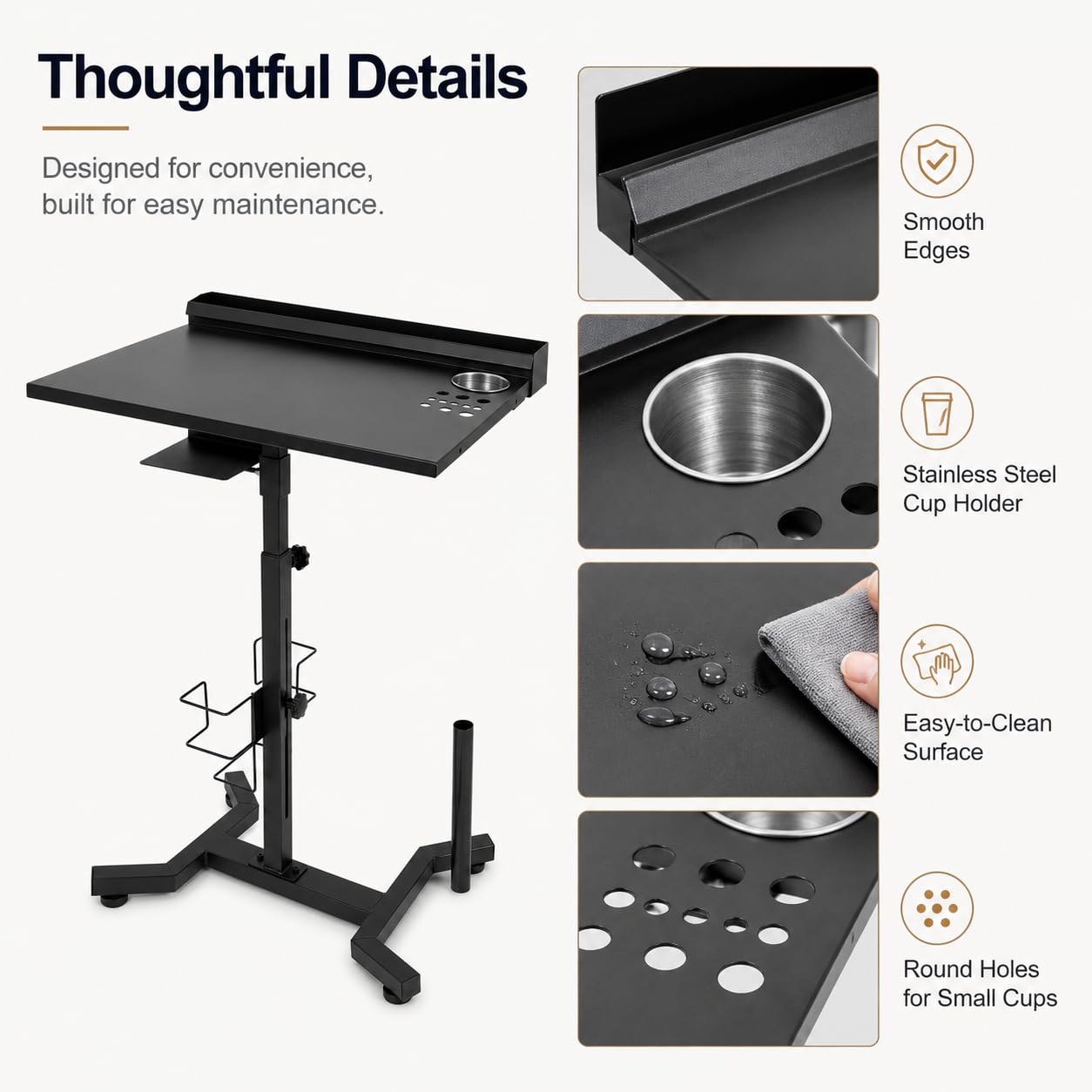 Station de Travail de Tatouage Plateau de Salon Hauteur Réglable 68-92cm Tablette Coiffure A Roulette Portable Mobile Chariot De Rangement,pour La Maison, Salon De Coiffure, Tatouage