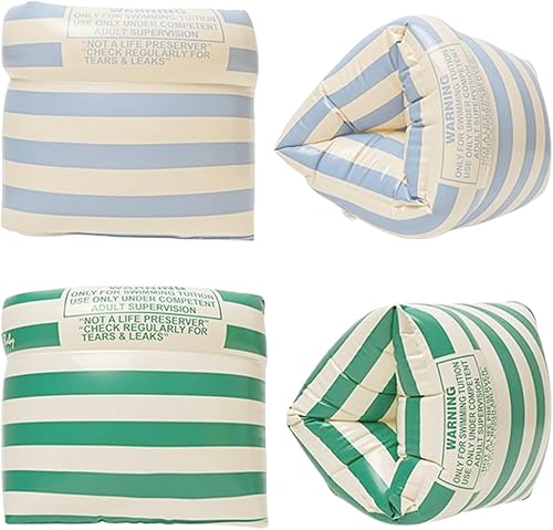 Miniatura 11 de 2-4 Pack Arm Floaties for Kids Adult - Vintage Striped Inflatable PVC Swimming Rings Pool Floats Arm Bands for Kids Adult Toddlers Children 3-5-6-12