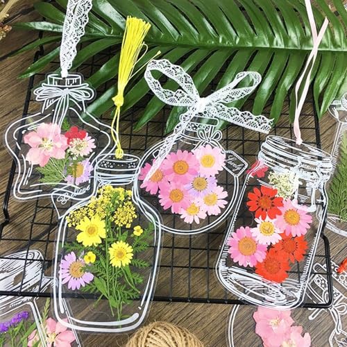 Cayway 40 PCS Fleurs Sechees Naturelles, Bricolage Fleurs Séchées Ensemble Feuilles Naturelles Pressées à Sec, Rouge Fleurs Pressées Séchées pour L'artisanat D'art de Bricolage – vue 8