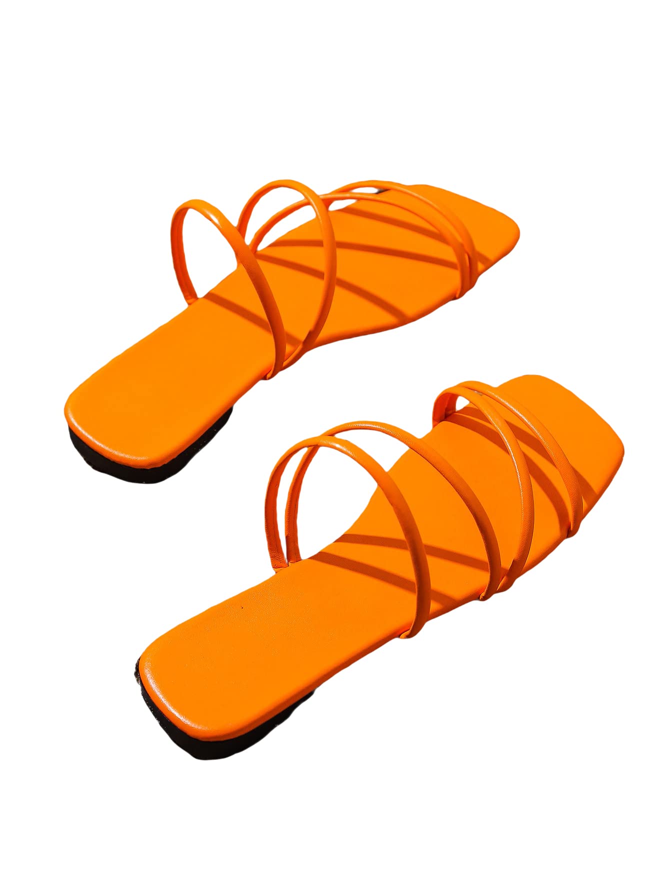 GORGLITTER Women's Strappy Flat Sandals Cute Dressy Open Toe Slip on Slide Sandals