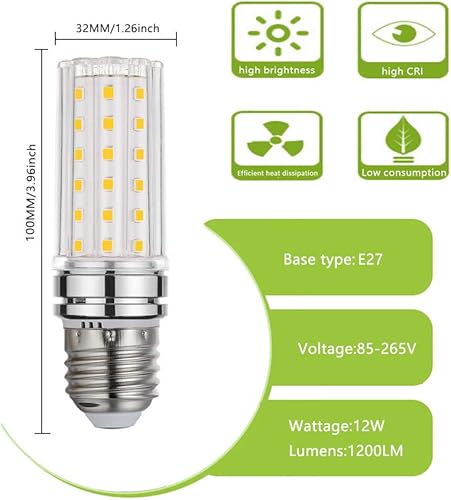Miniatura 2 de Bombilla LED E26, bombillas LED blancas de 12 W de 6000 K, equivalente a bombillas de 80 a 100 W, base de tornillo E26, luces LED de 1200 lúmenes