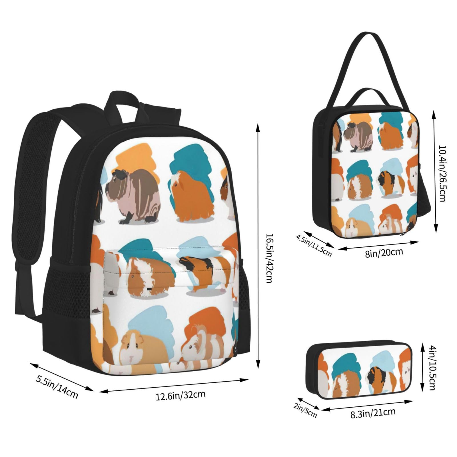 Zaino, borsa portapranzo, astuccio, set da 3 pezzi, per lavoro e