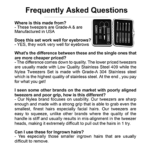 Nylea Professional Tweezers Set And Nail Clippers For Men And Women [Perfect Alignment / Grip] Best Precision Stainless Steel Kit For Ingrown Hair Eyebrows Facial Hair Splinter And Eyelashes 9Pcs #TOP1