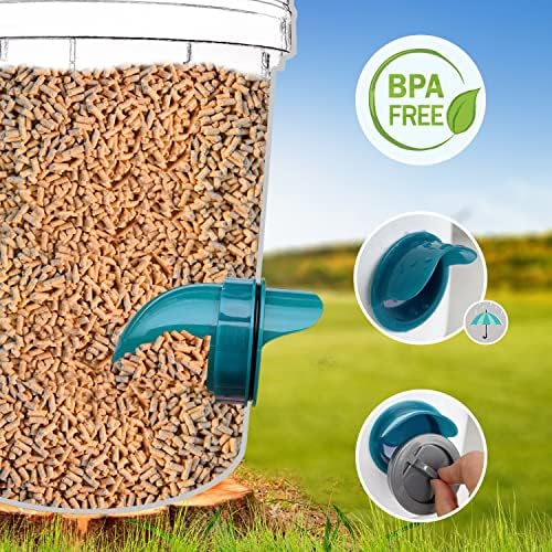 Chicken Feeders No Waste, Automatic Chicken Feeder, Rodent Proof, Weather Proof Poultry Feeder For Chickens & Duck (4 Feeders + Hole Saw)