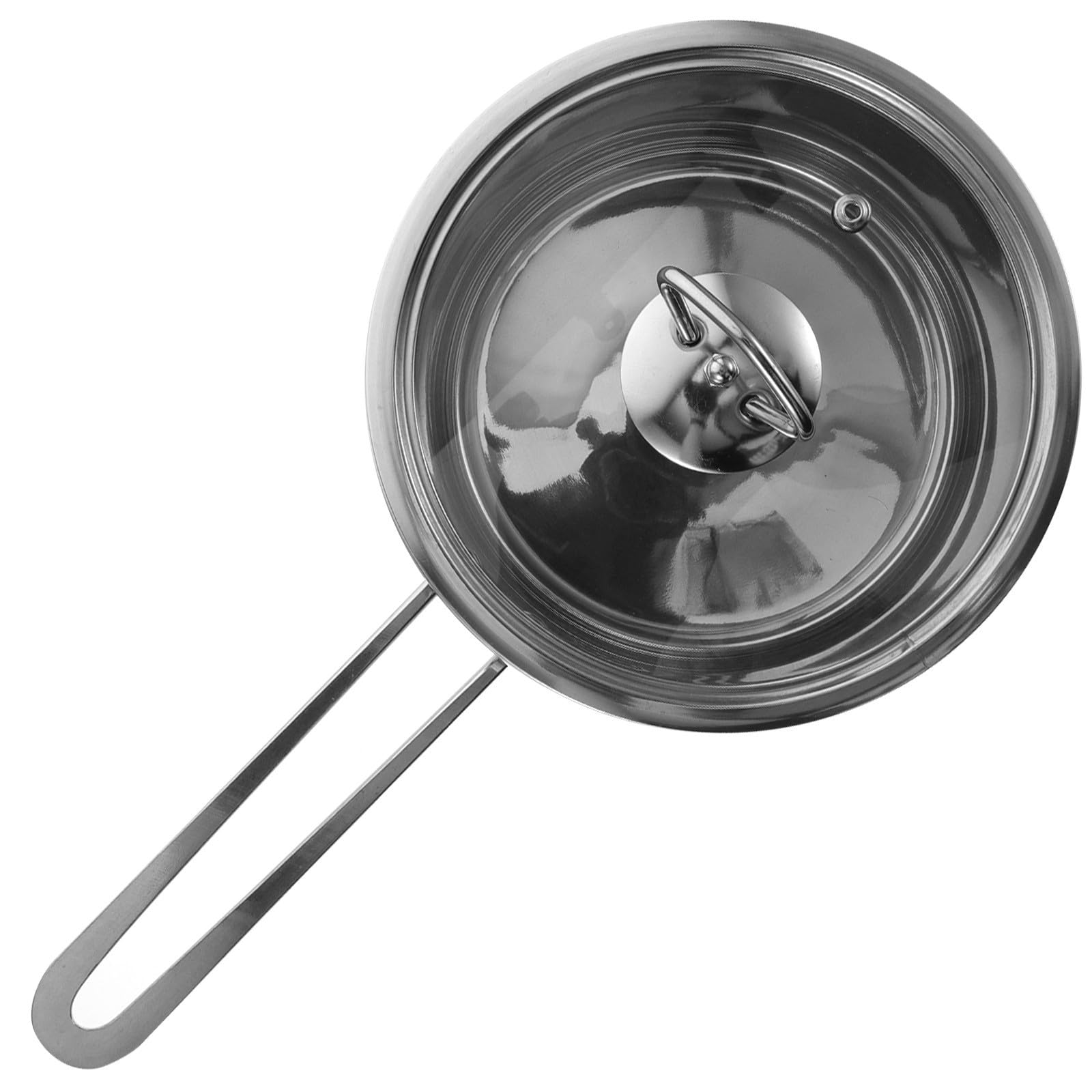 Cacerola de acero inoxidable multifunción con tapa de vidrio y mango ergonómico anti-quemaduras