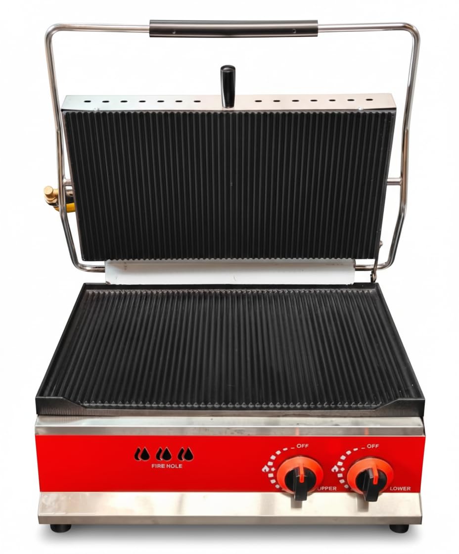 Shoppers Hub PNQ Gas Sandwich Griller Big 811EG Commercial Manual Sandwich Grill with Large Cooking Surface Approx 20 x 12 Inch,Heavy Duty Body for Hotels Restaurants Cafes,Secure Wooden Packing-image-31