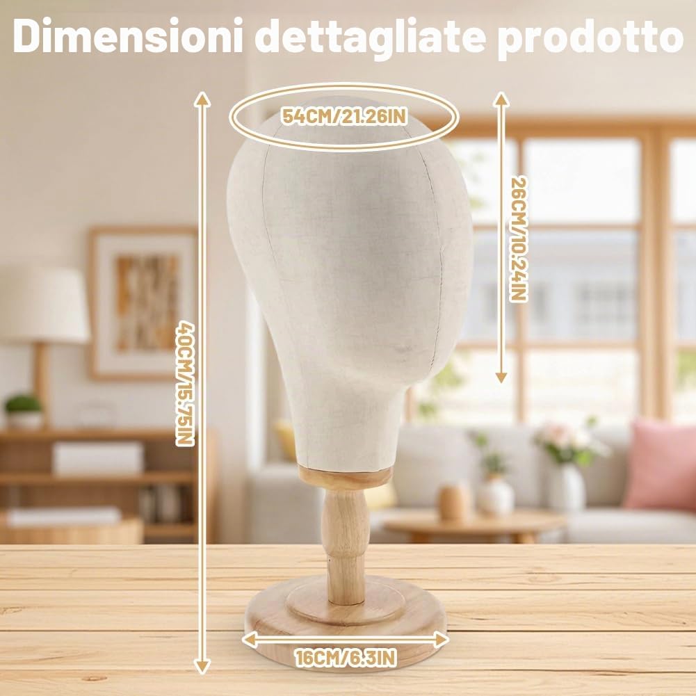 Zinueen Testa di manichino stabile 21", supporto per cappelli e cappelli, manichino in polistirolo, testa decorativa per presentazione