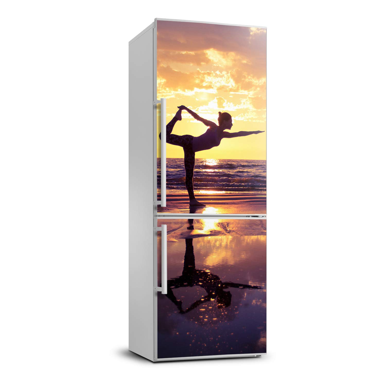 Vinilo autoadhesivo para refrigerador 60x180 cm cubierta decorativa yoga playa cocina