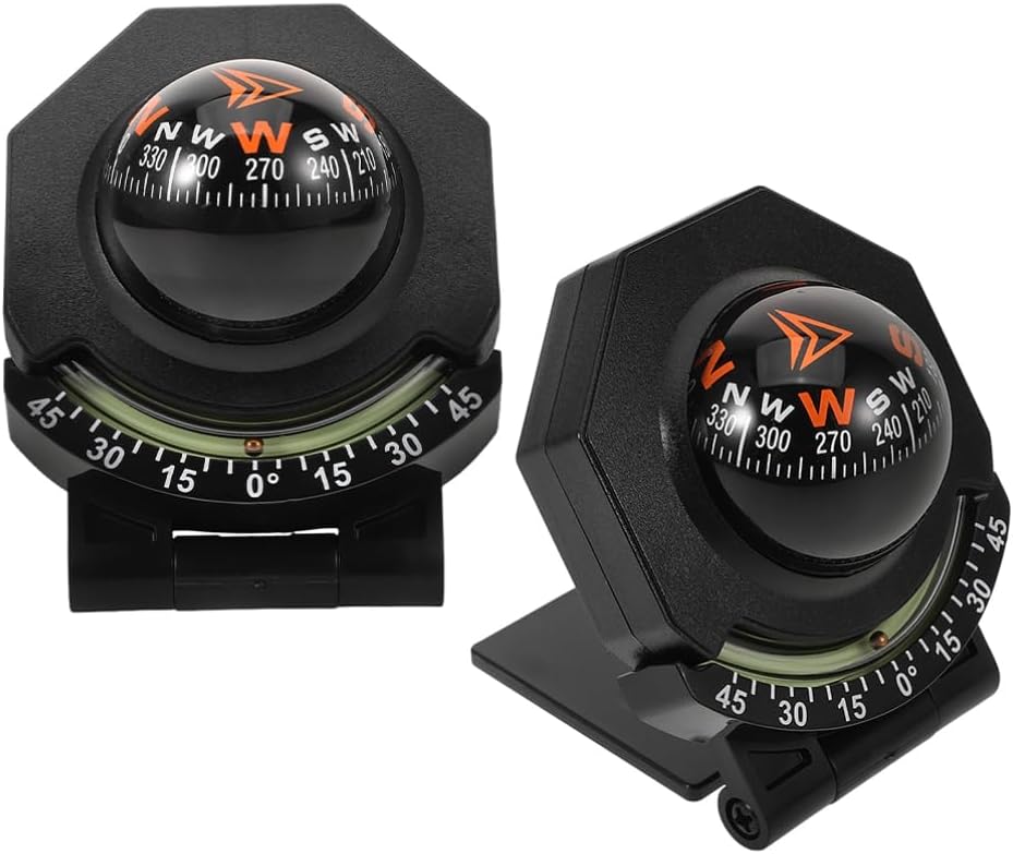 Car Guide Ball Compass 2pcs Dashboard Compass Auto with Mount for Windshield