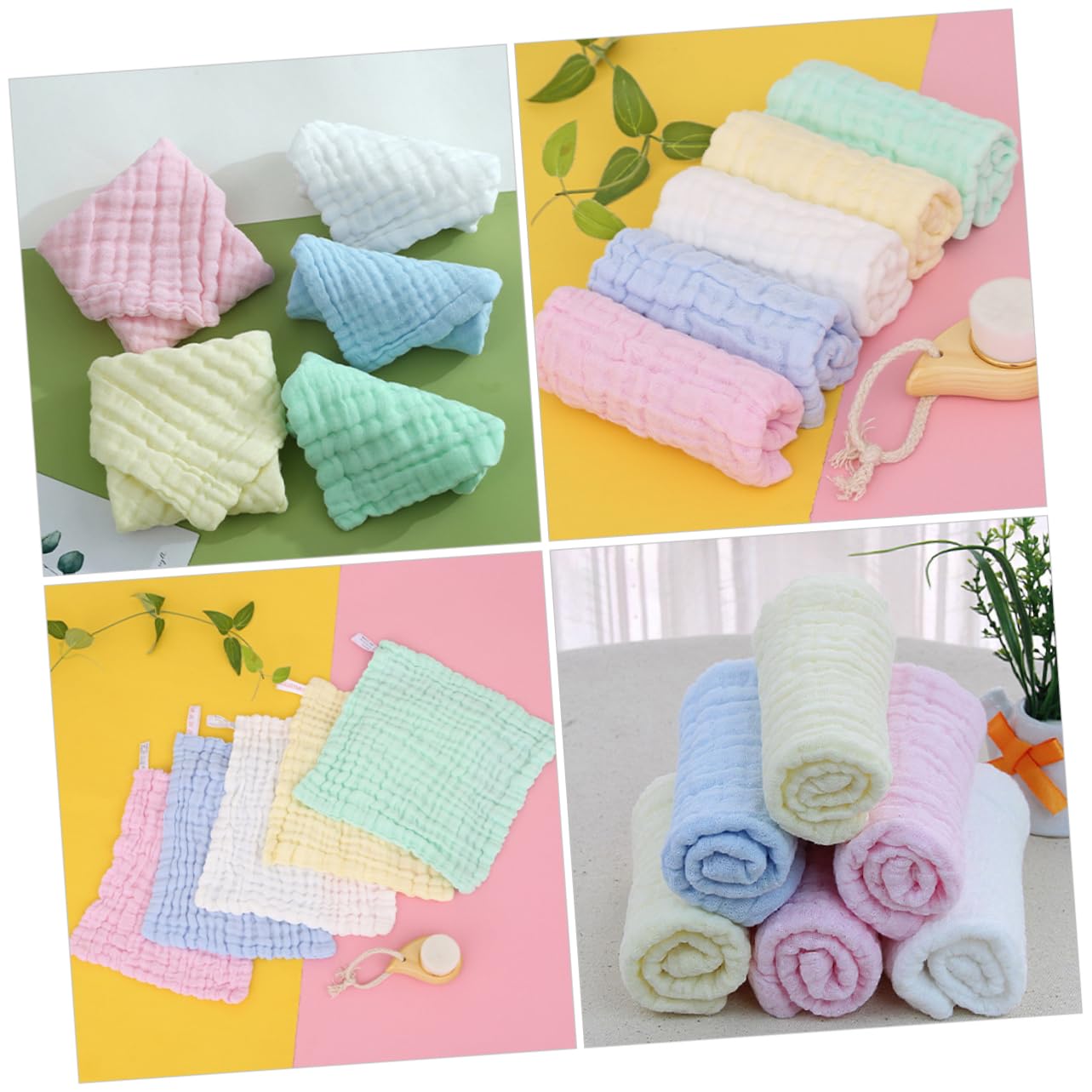 5pcs Cotton Absorbent Washcloth for Newborns Boy Girl Boy Girl Face Towels Soft Cotton
