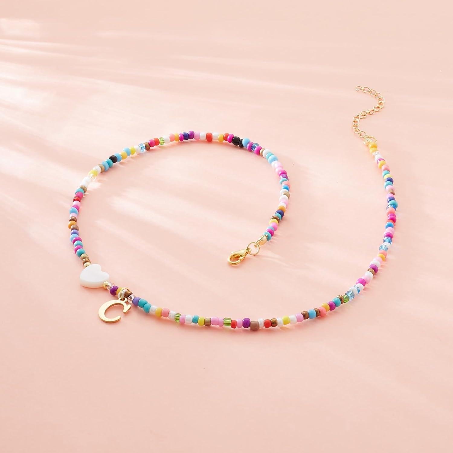 Seensea 26 Letters A to Z Initial Necklace for Women - Colorful Beaded Handmade Choker Rainbow Initial Boho Style - Gift for Women - Image 3